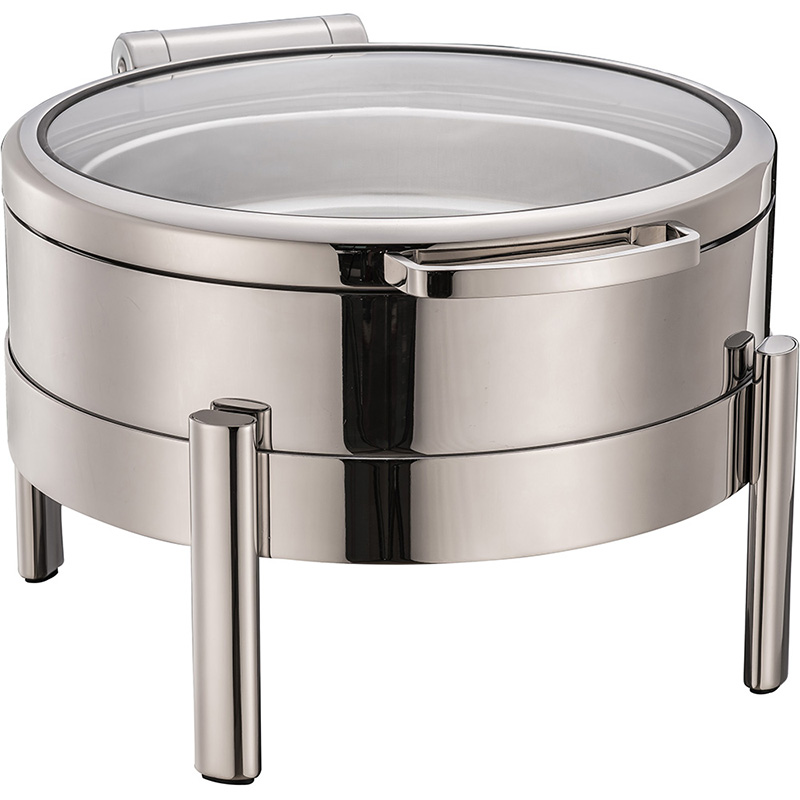 Round Induction Chafer Set W/Glass Window Lid