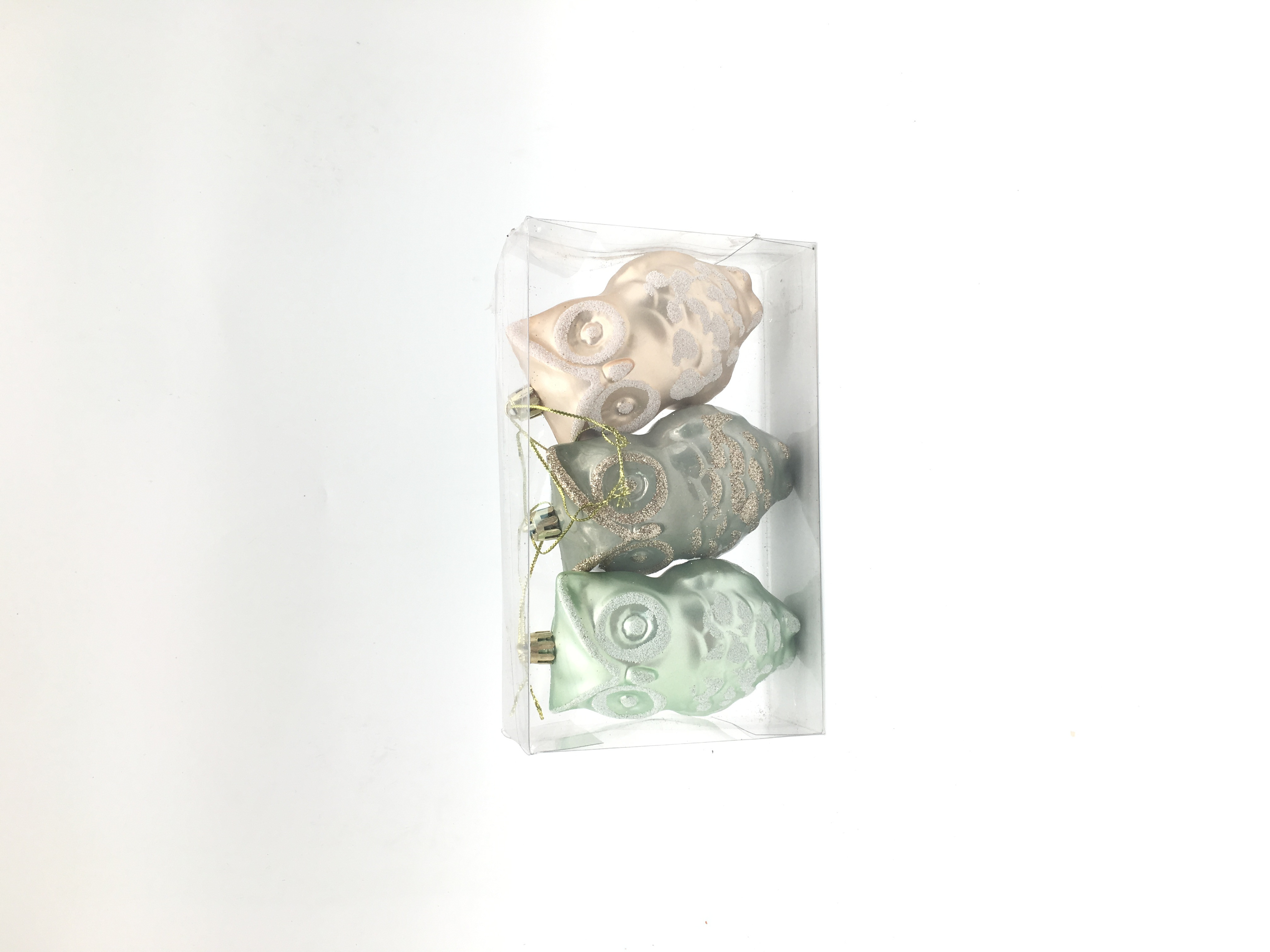 X'MAS S/3 10CM mint green and champagne traditional gifts
