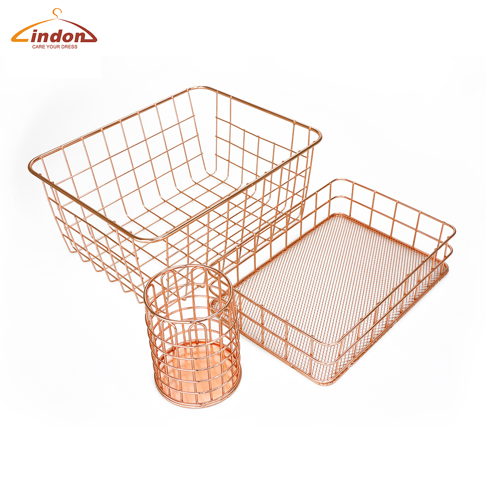 2020 New Style Rose Gold Storage Metal Basket