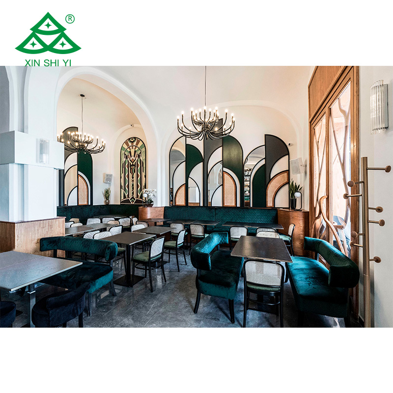 Big Promotional Fashion Hotel Restaurant Furniture Sets Dining Table with Chairs/Booths Sets Design