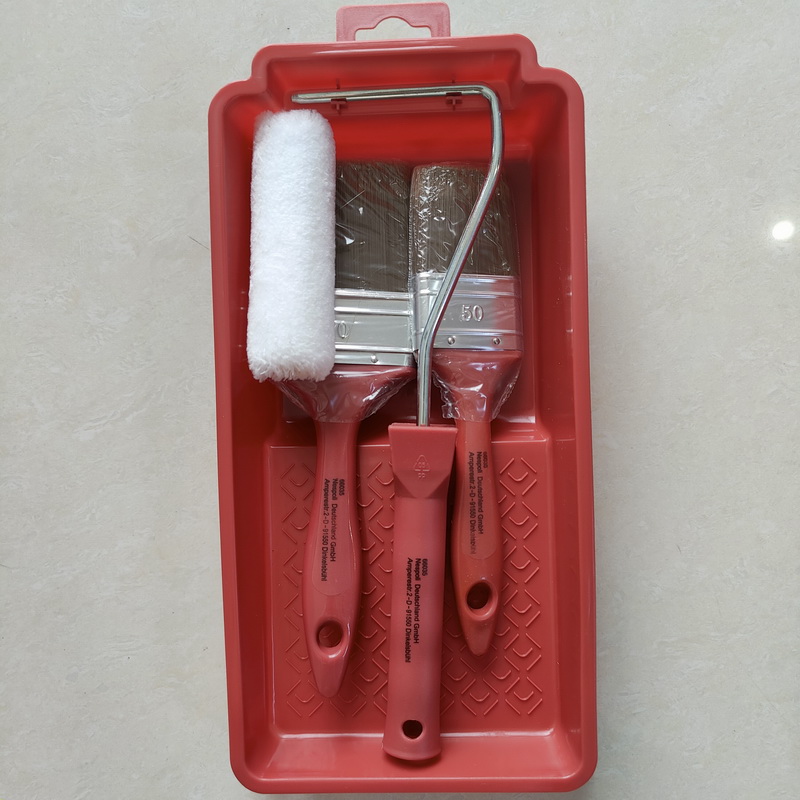 4 inch roller cover roller set red 38mm European style rubber handle acrylic paint tray