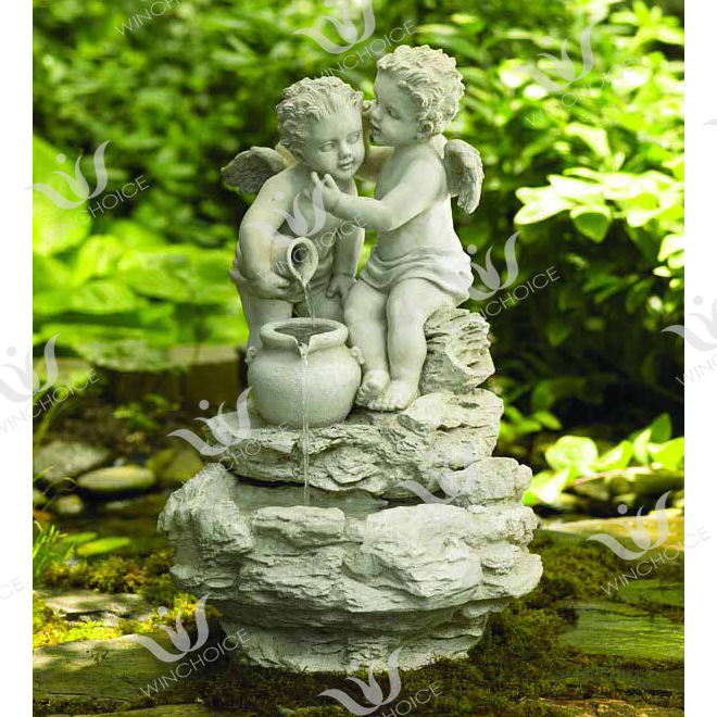 Polyresin Cherub fountain