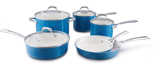 10PCS Pressed mermaid gradient series aluminum nonstick cookware