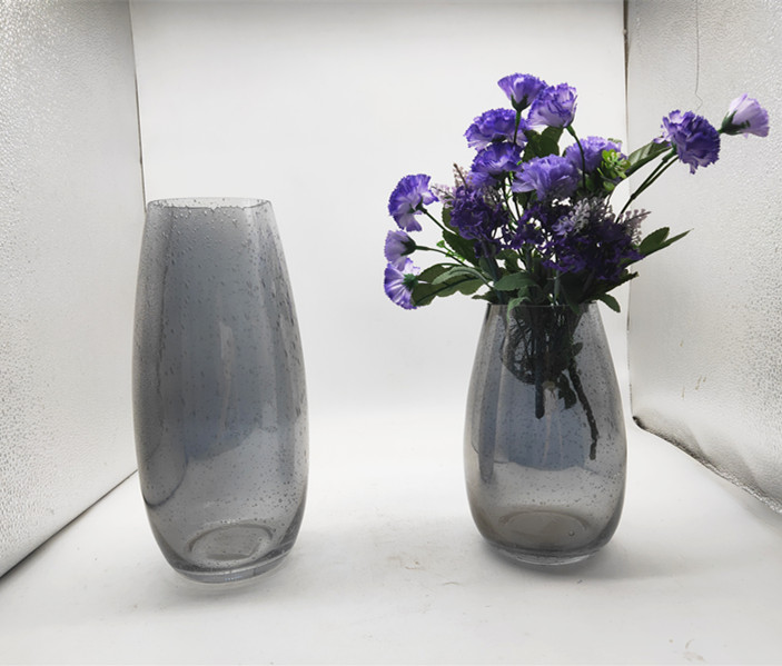 Smoky grey bubble vases