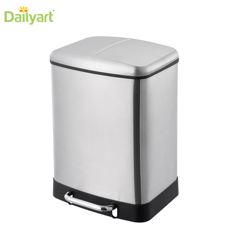 2 compartment stainless steel recycled pedal dust bin
