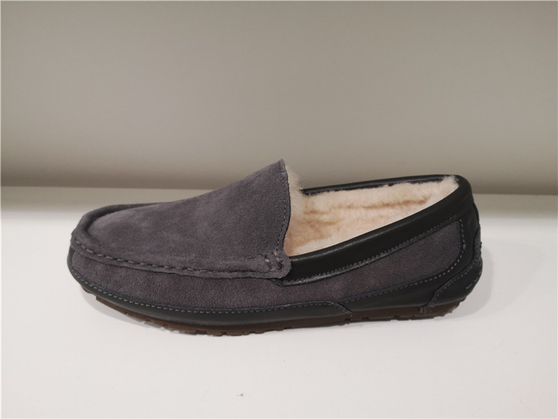 Men's Moccasin Driving shoes Indoor /Outdoor Slippers Sheepskin Mule/Fake fur Slip on Sheepskin slippers Cow Suede Leather Binding