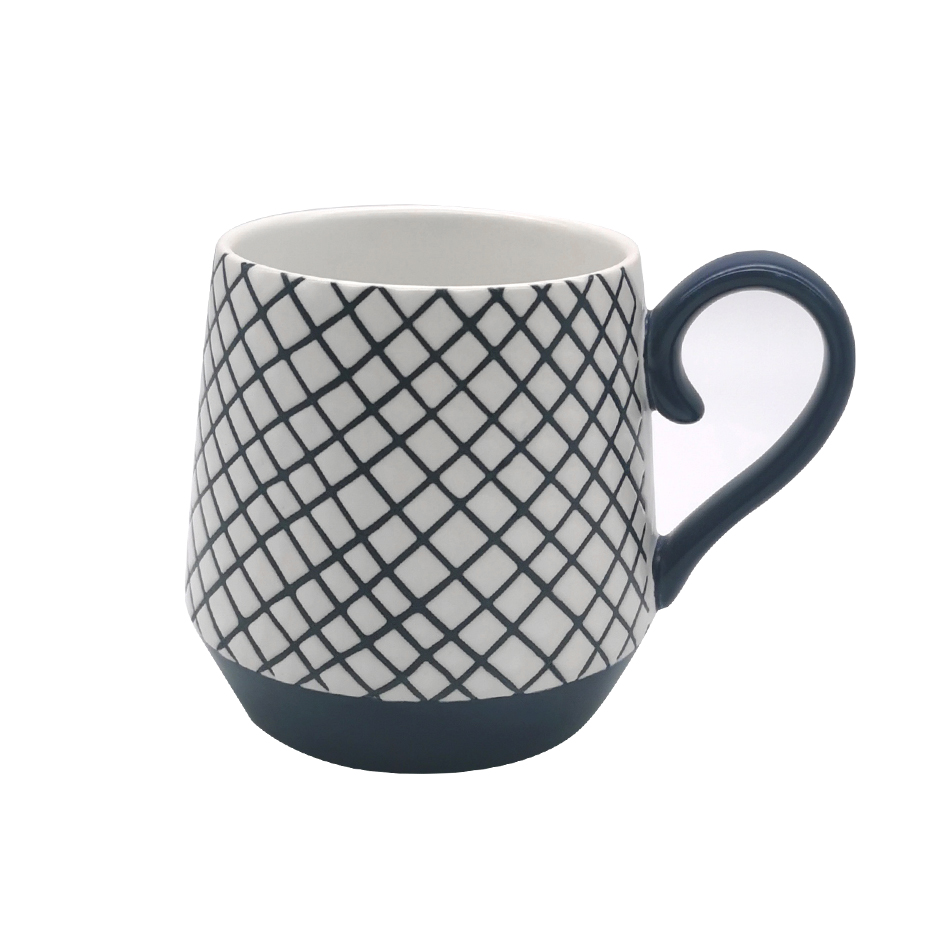 ZH-1961stoneware gridding 500cc mug