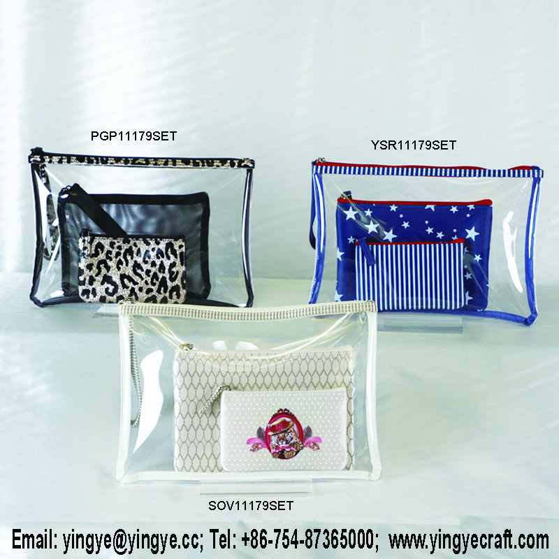 cosmetic bag set, storage set, make-up bag set, pvc bag