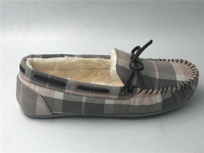 Ladies Moccasin Driving shoes Indoor Outdoor Bootie Slippers Sheepskin Mule/Fake fur Slip on Winter Suede Booties Tartan