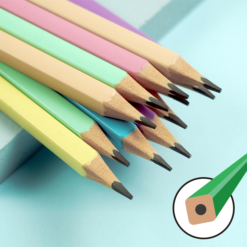 Square HB graphite pencils for writing, school supplies