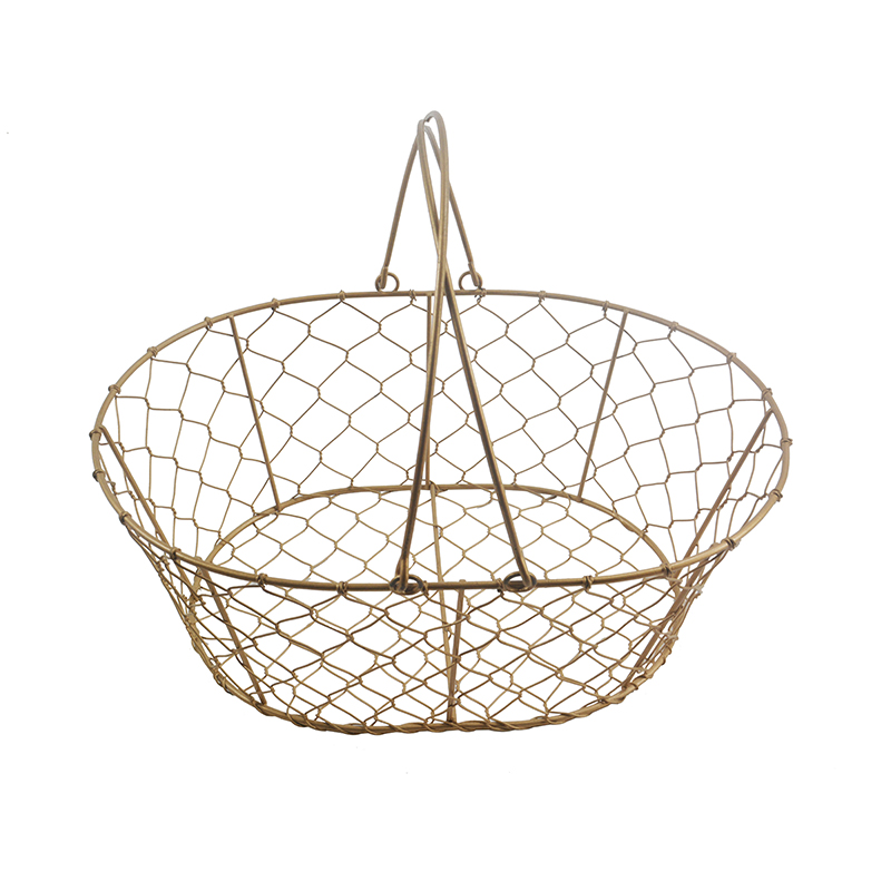 Christmas wire mesh gift storage basket with handle