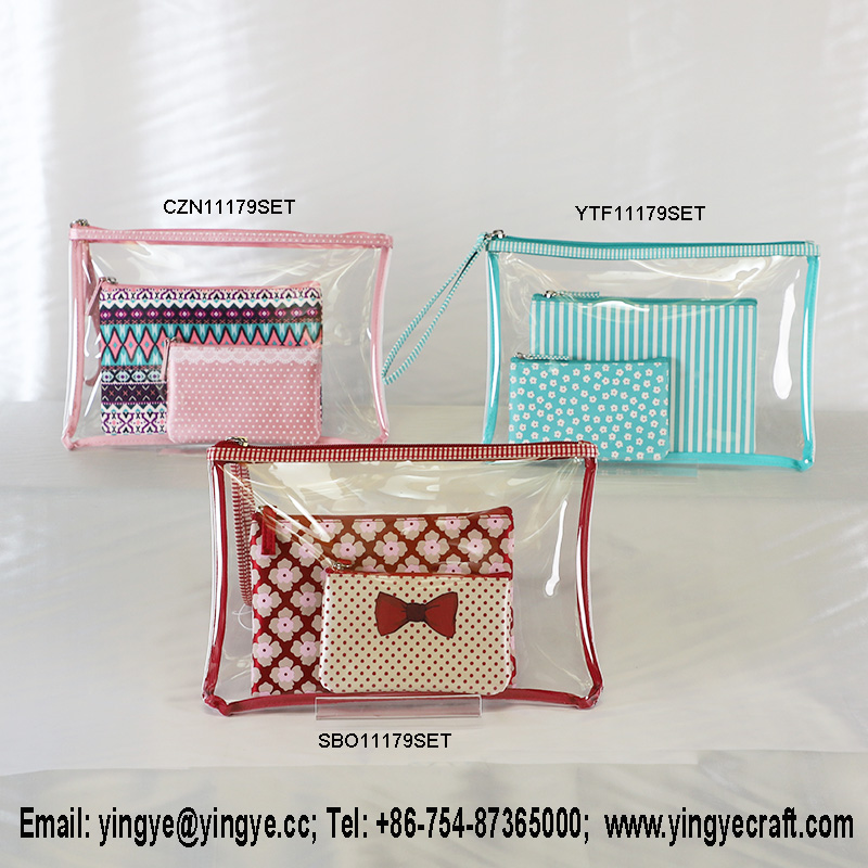 cosmetic bag set, storage set, make-up bag set, pvc bag