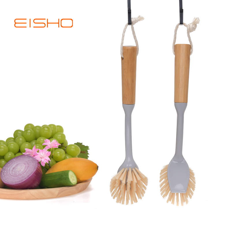 Bamboo Kitchen Brush for Dishes Sink Pan