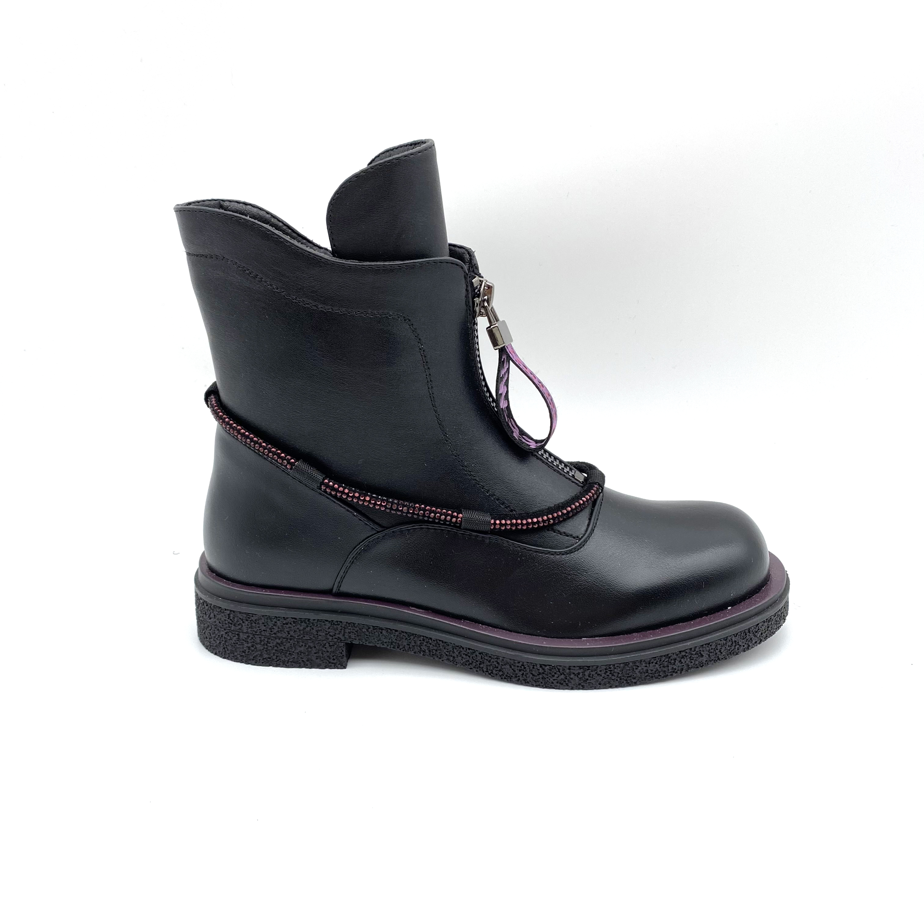 Winter 2020 new fashion boys and girls thick bottom lace-up zipper waterproof platform for children outdoor black Martin boots