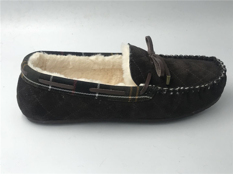 Ladies Moccasin Driving shoes Indoor Outdoor Bootie Slippers Sheepskin Mule/Fake fur Slip on Winter Suede Booties Qulited Sitching