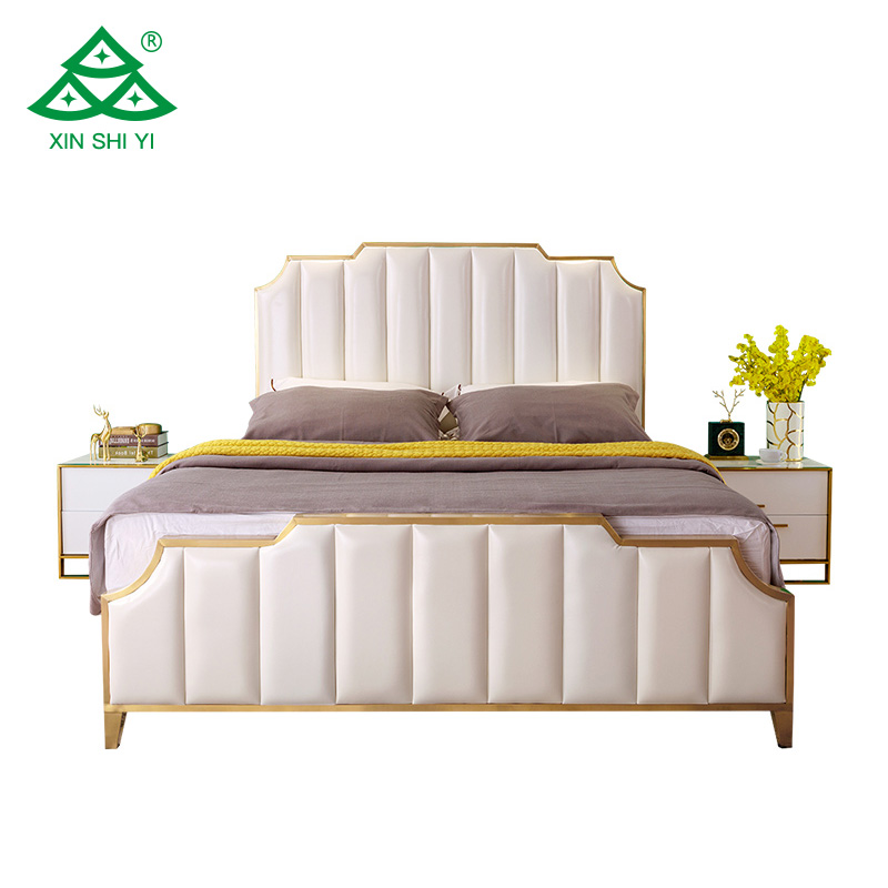 North Amercia style villa bedroom furniture leather bed