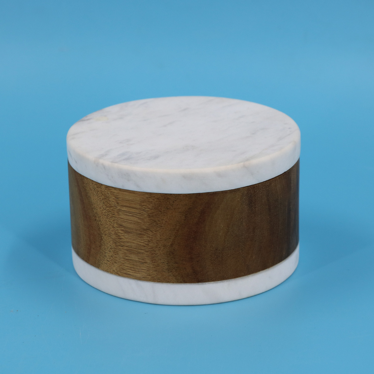 Marble acacia spice jar salt holder