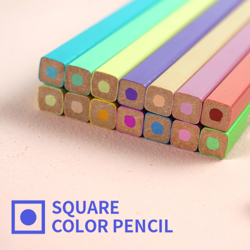12 Square shape Pastel Colored Pencils