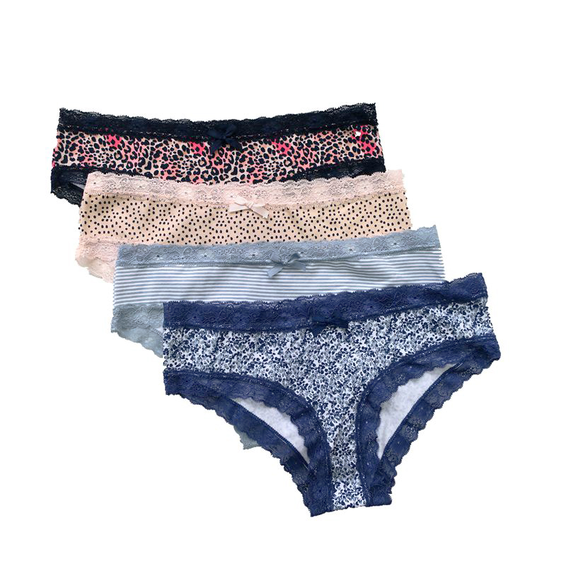 Brief with lace in waist and leg opening