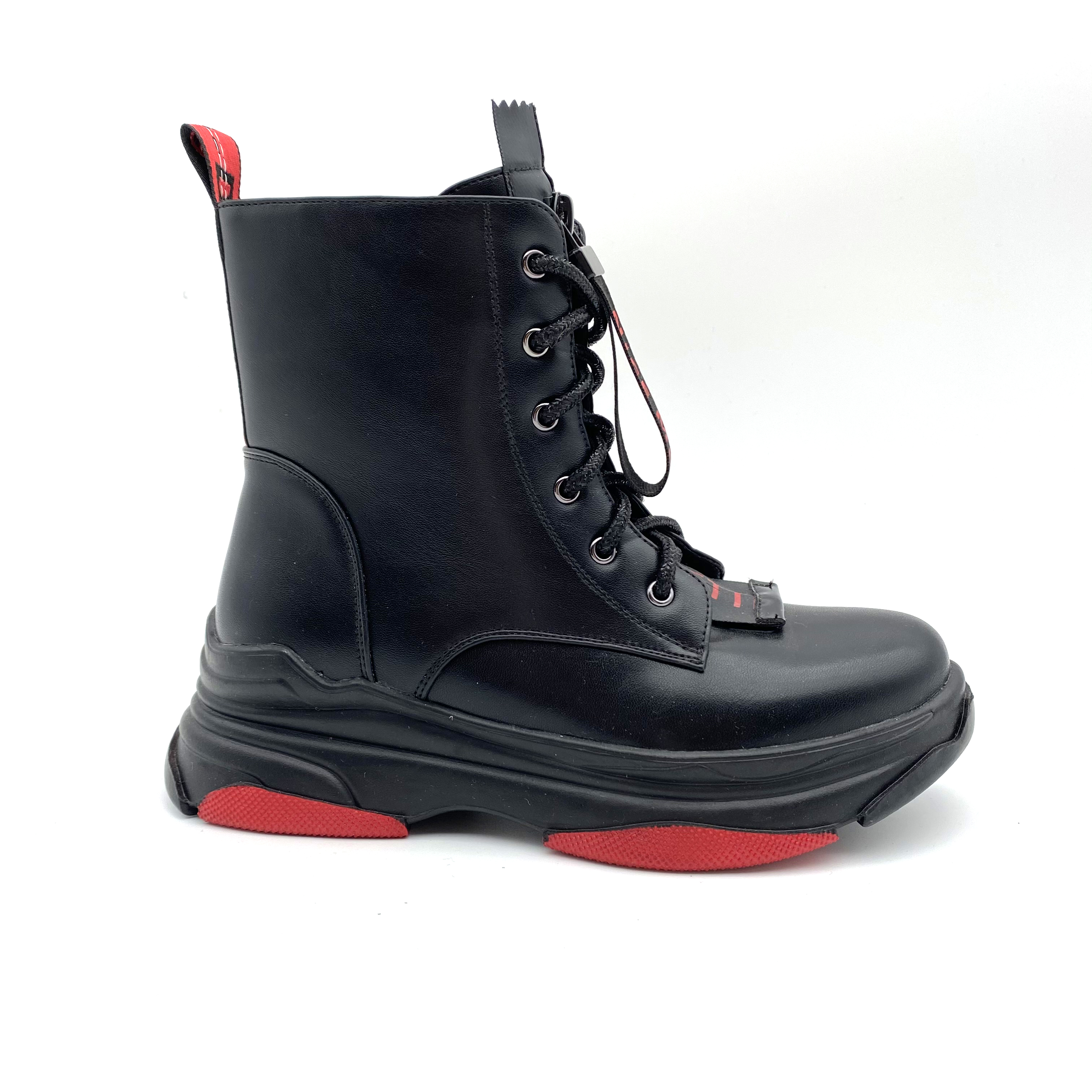 Winter 2020 new fashion boys shoes girls shoes platform lace-up zipper waterproof outdoor black Martin boots for children