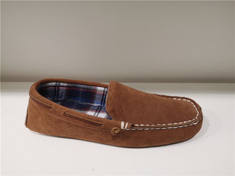 Men's Moccasin Driving shoes Indoor /Outdoor Slippers Sheepskin Mule/Fake fur Slip on Sheepskin slippers Cow Suede Tartan lining