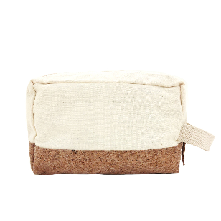 Cotton with cork cosmetic bag