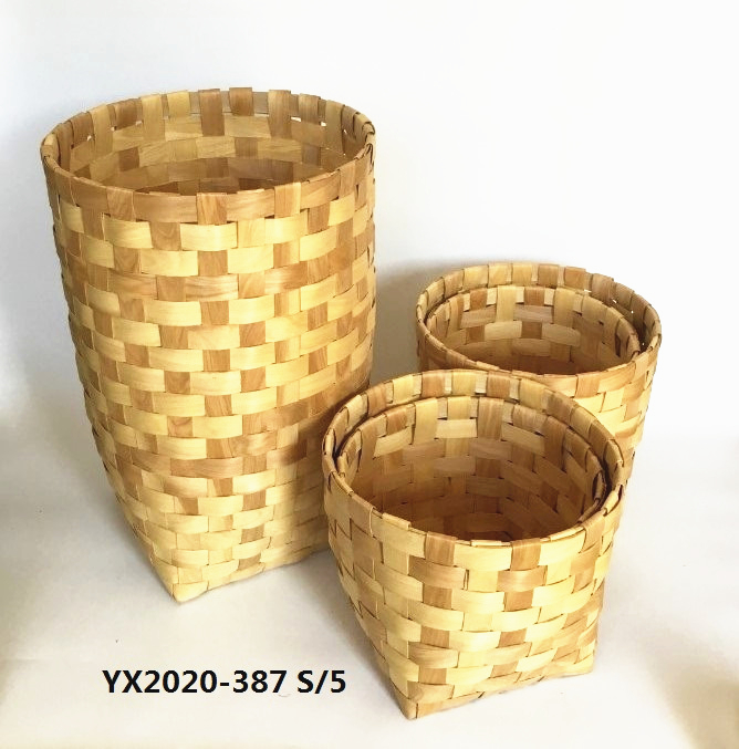 Round chipwood storage laundry basket S/5