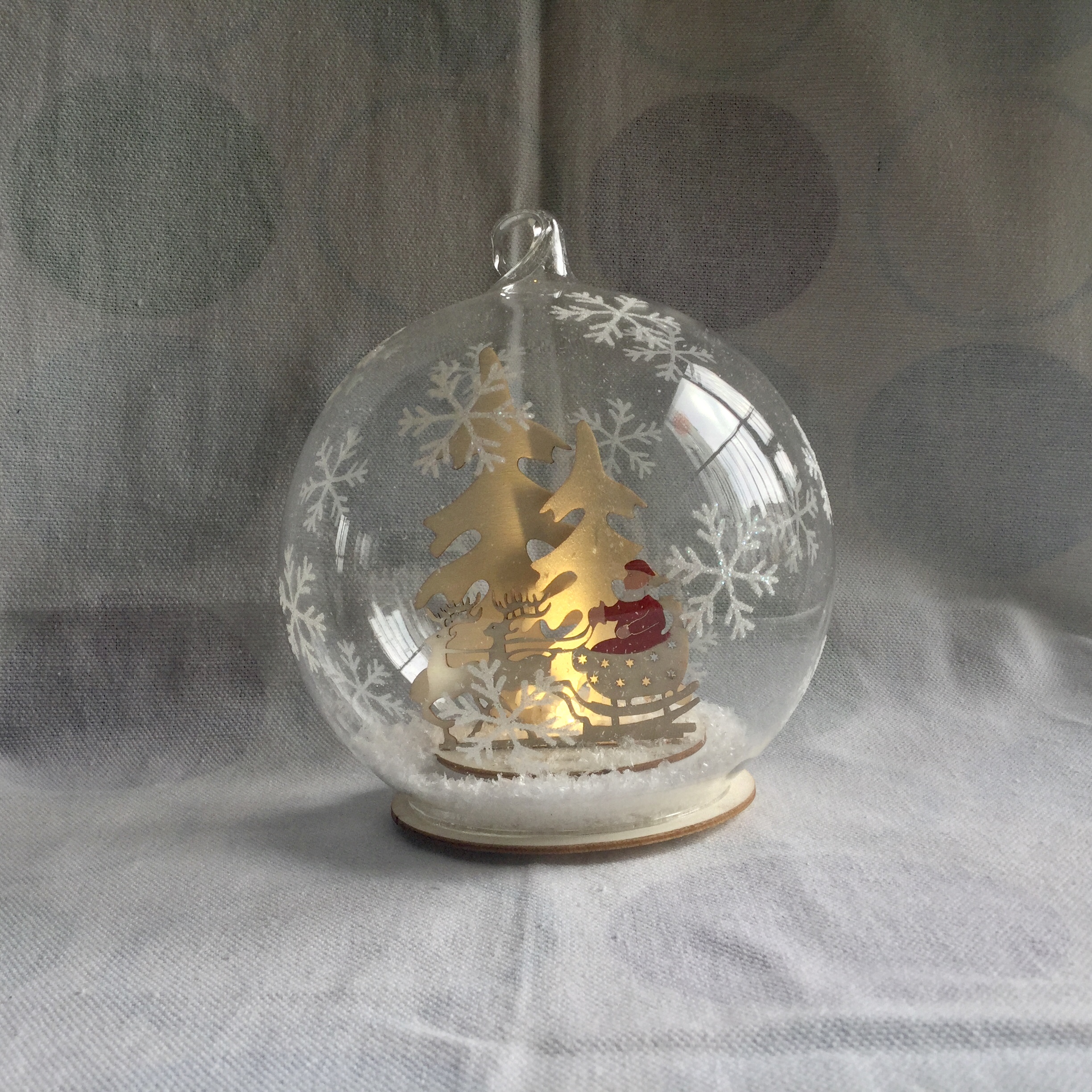 Wooden House Santa Claus LED Glass Ball | Christmas Decor | Wholesale Custom Ornament