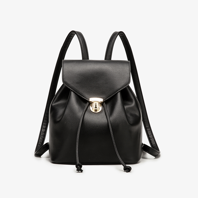 New fashion high-capacity backpack black PU backpack casual sports bag soft leather bag waterproof mommy bag