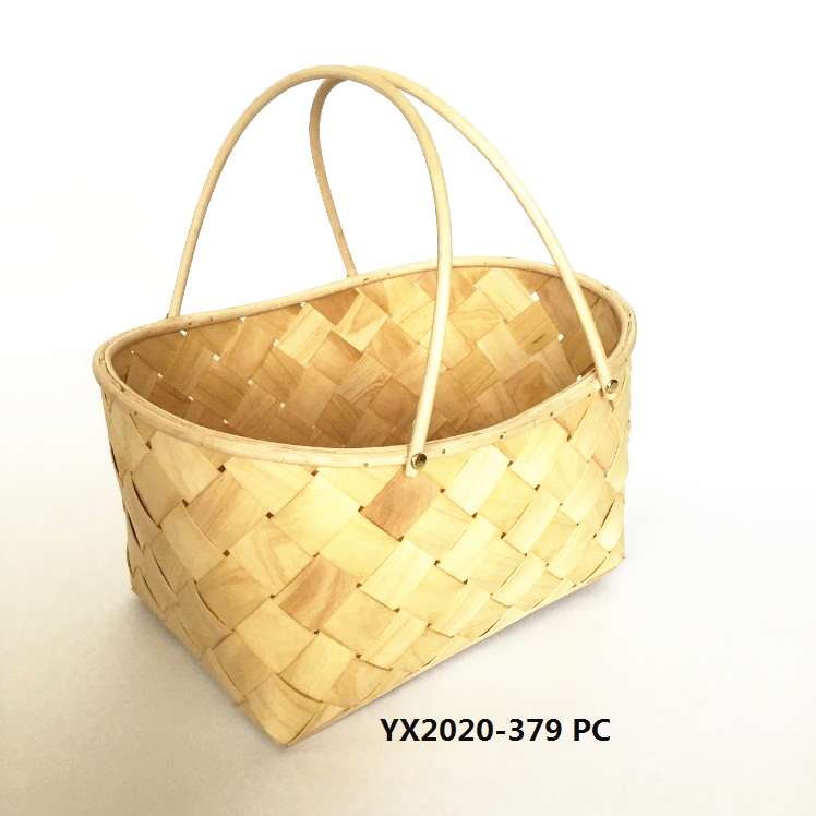Boat shape chipwood basket with double handles