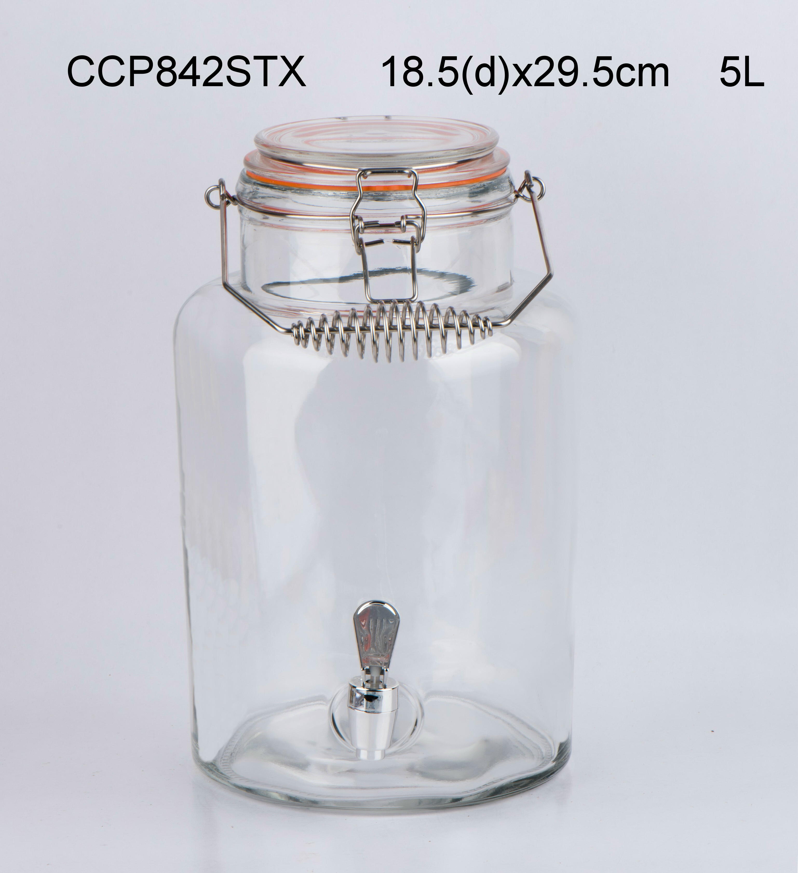 8L,6L,5L glass cold beverage dispenser with plastic tap and stainless steel handle