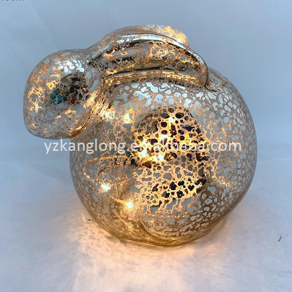 Golden glass rabbit with warm white light