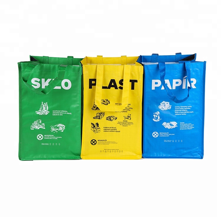 Rectangular garden customized logo printed reusable PP woven bag tote garbage bags