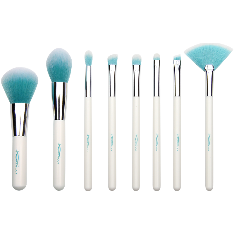 8pcs Lake Blue Makeup Brush Set High Quality Synthetic Hair Professional Powder Foundation Eye Shadow Cosmetic Tools