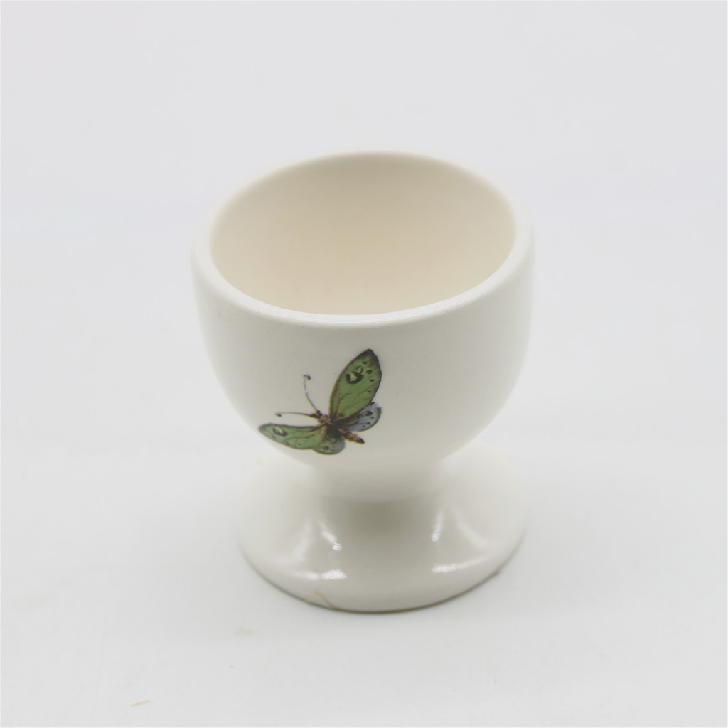 Decal On Glazed Ceramic Egg Cup