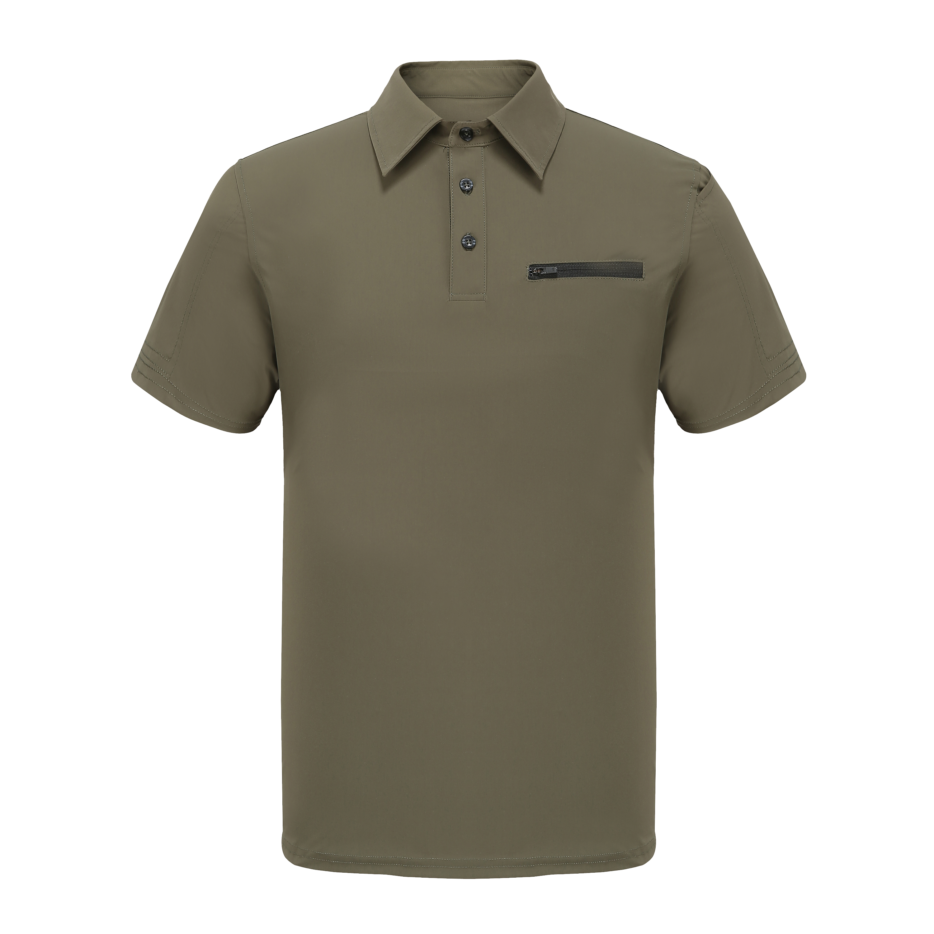 Summer/spring cold feeling, long lasting odor free men's zip chest pocket warp nylon knit ss POLO tee for outdoor sports