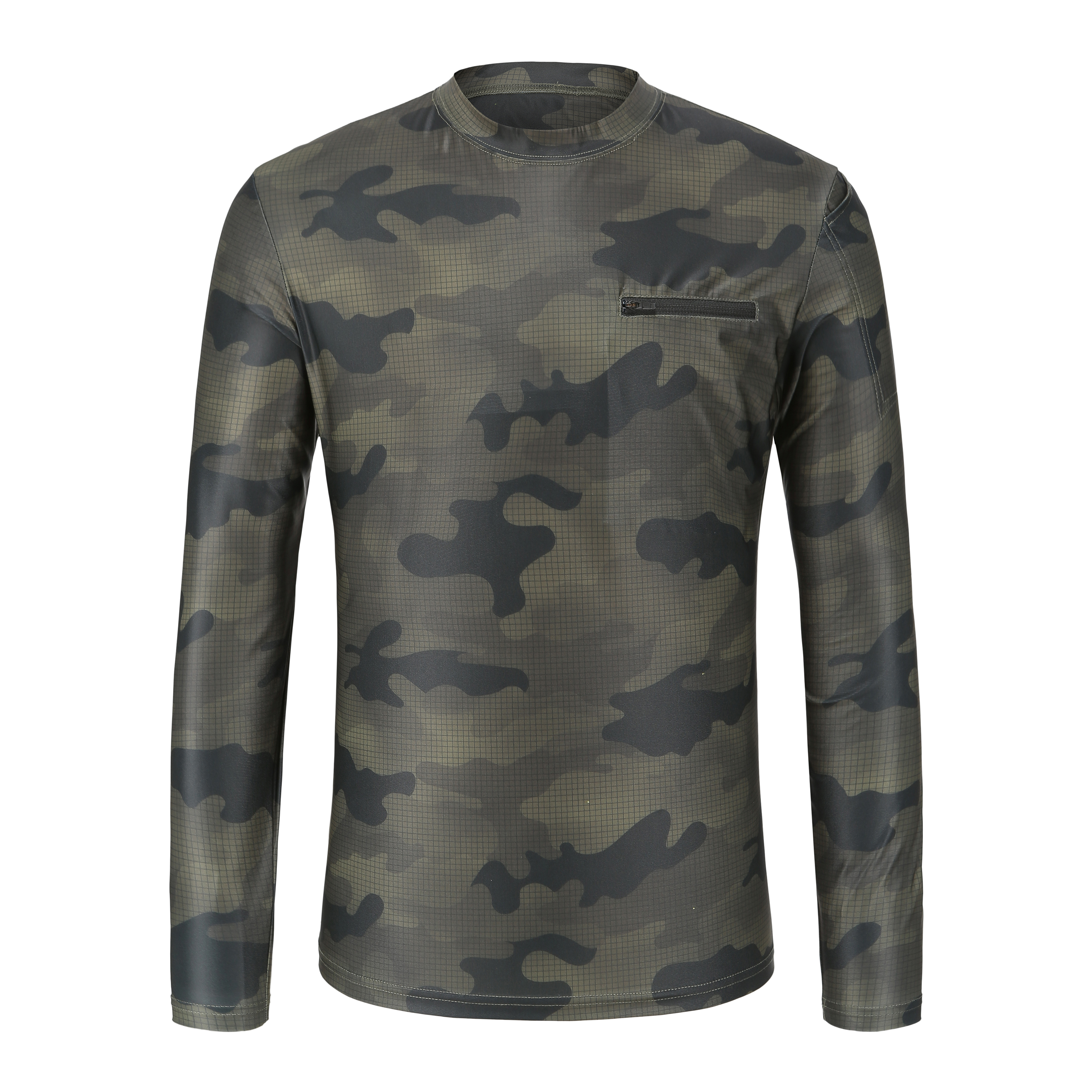 summer/autumn long lasting odor free men's warp nylon knit chest zip ls tee for outdoor sports