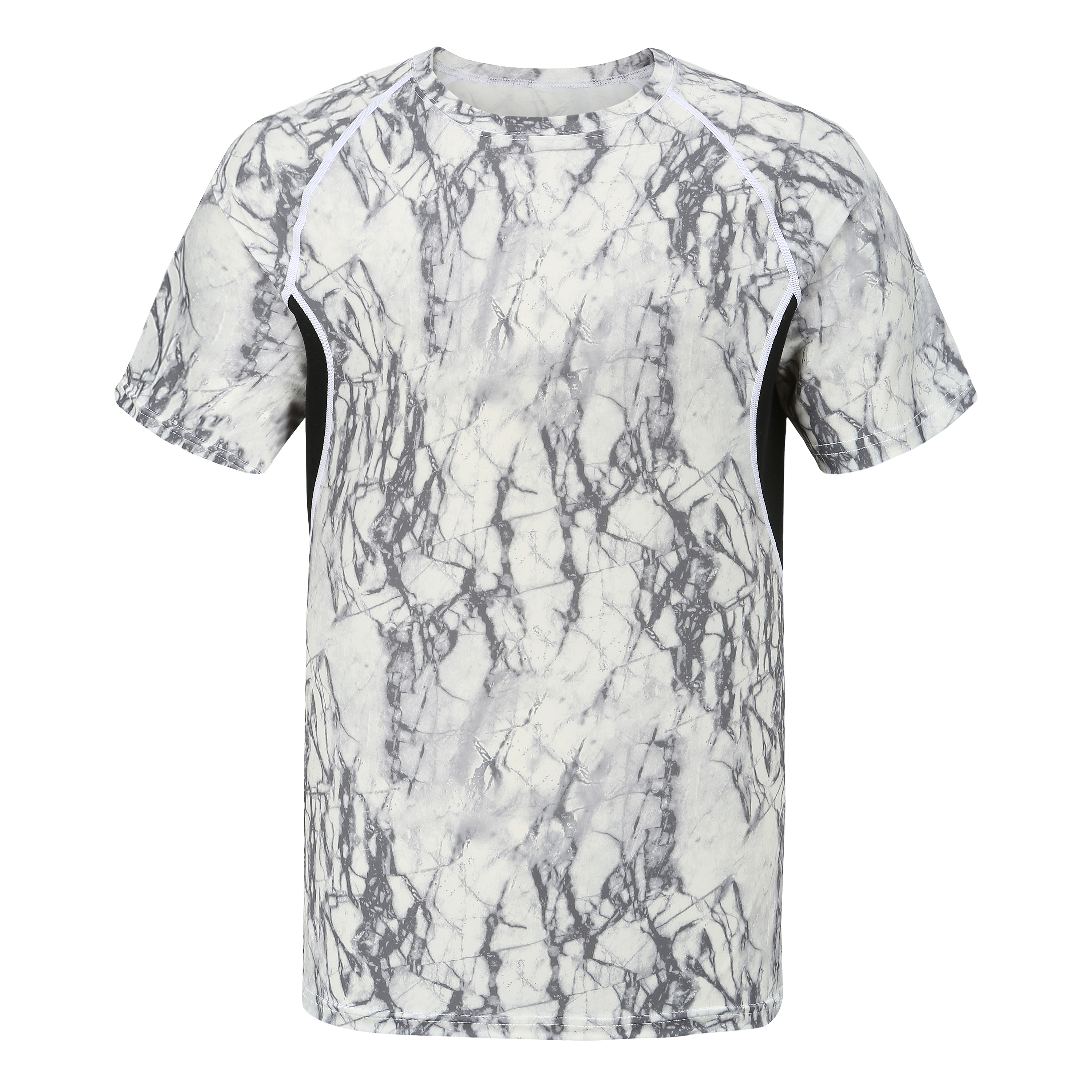 Summer/spring cold feeling, long lasting odor free men's weft polyester knit ss tee for outdoor sports