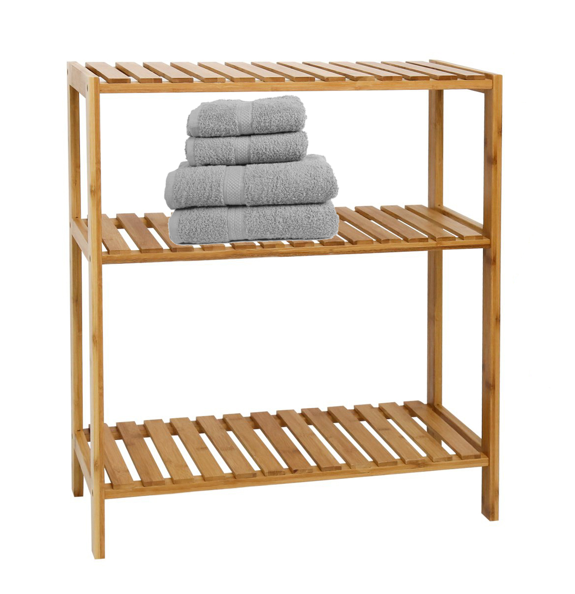 Multifunctional Bathroom Bamboo Shelf with 3 Tiers