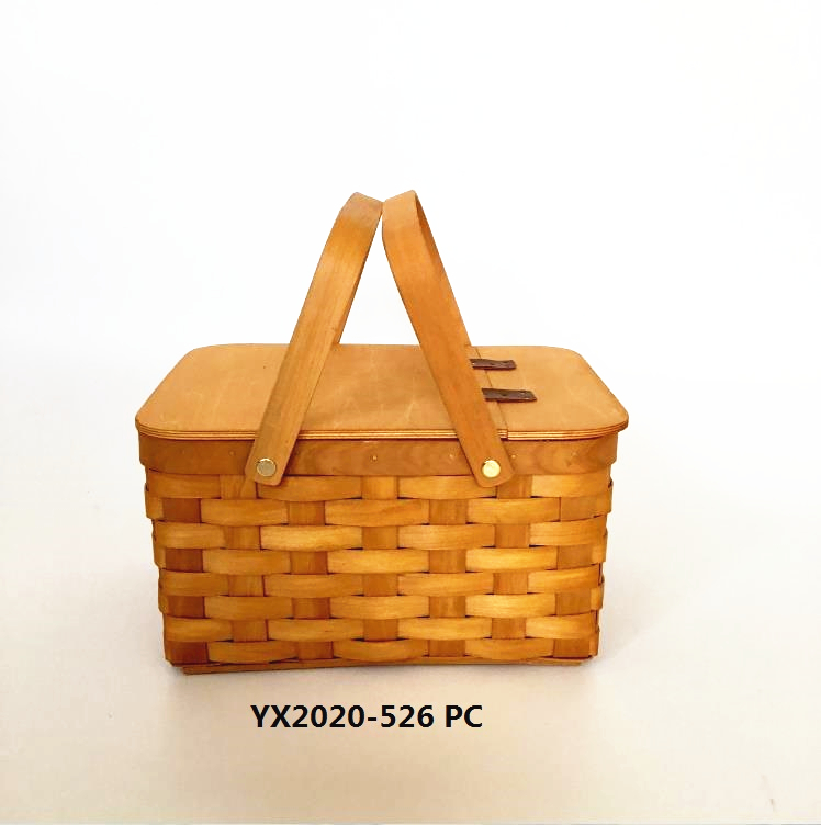 Honey color chip wood picnic basket
