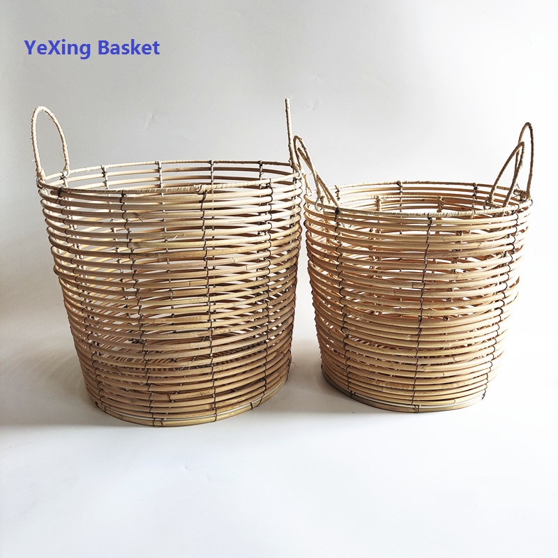 Natural rattan storage basket S/3