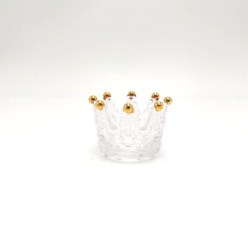 Crown shaped crystal glass tealight candle holder