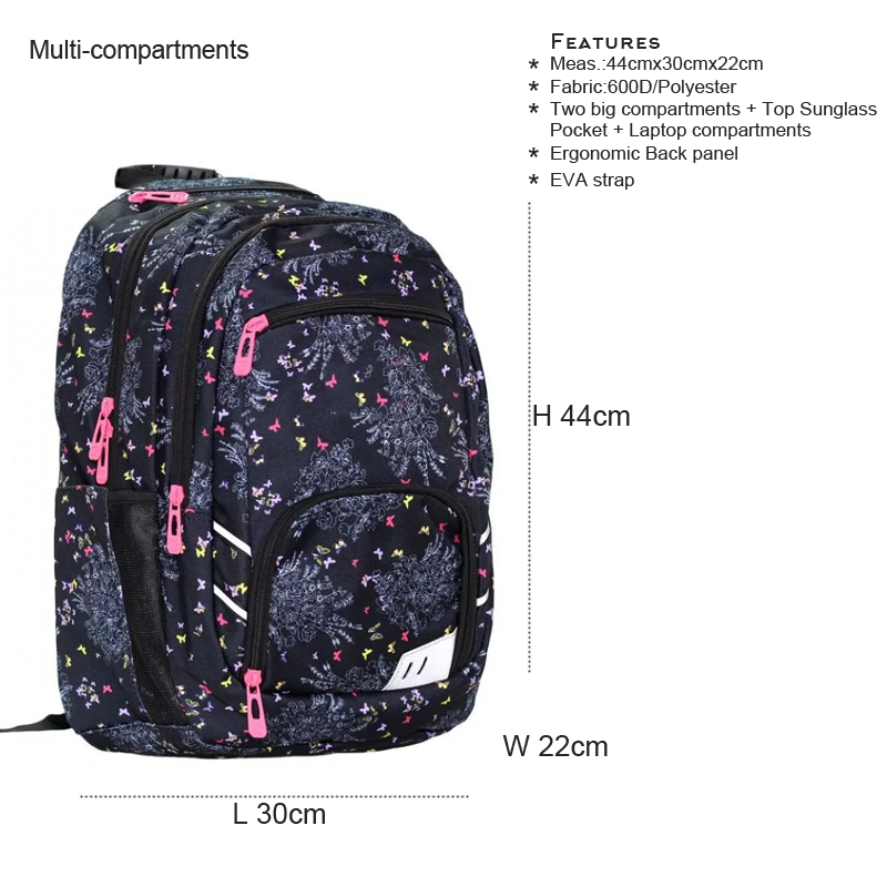 Four Am Multi compartments Pattern Design Unisex Ergonomic Backpack