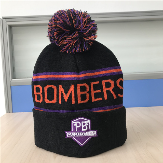 Jacquard and embroidery knitted beanie hat
