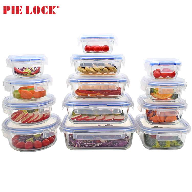 Cheap Plastic lid glass food container / lunch box with airtight lid