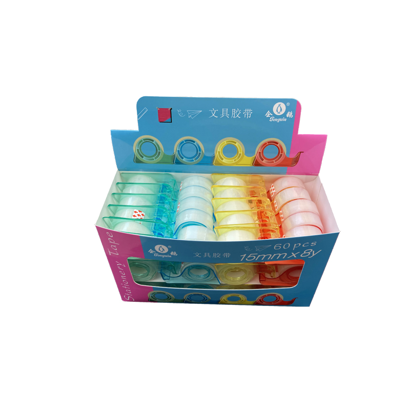 Clear Stationery Tape with Dispenser for handwork 15mm 60set display box (BX-011)