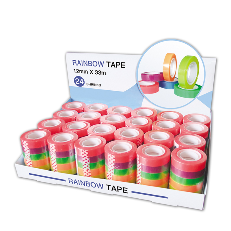 6 Colors Stationery Tape for handwork with display box 6 rolls*24sets (BX-002)