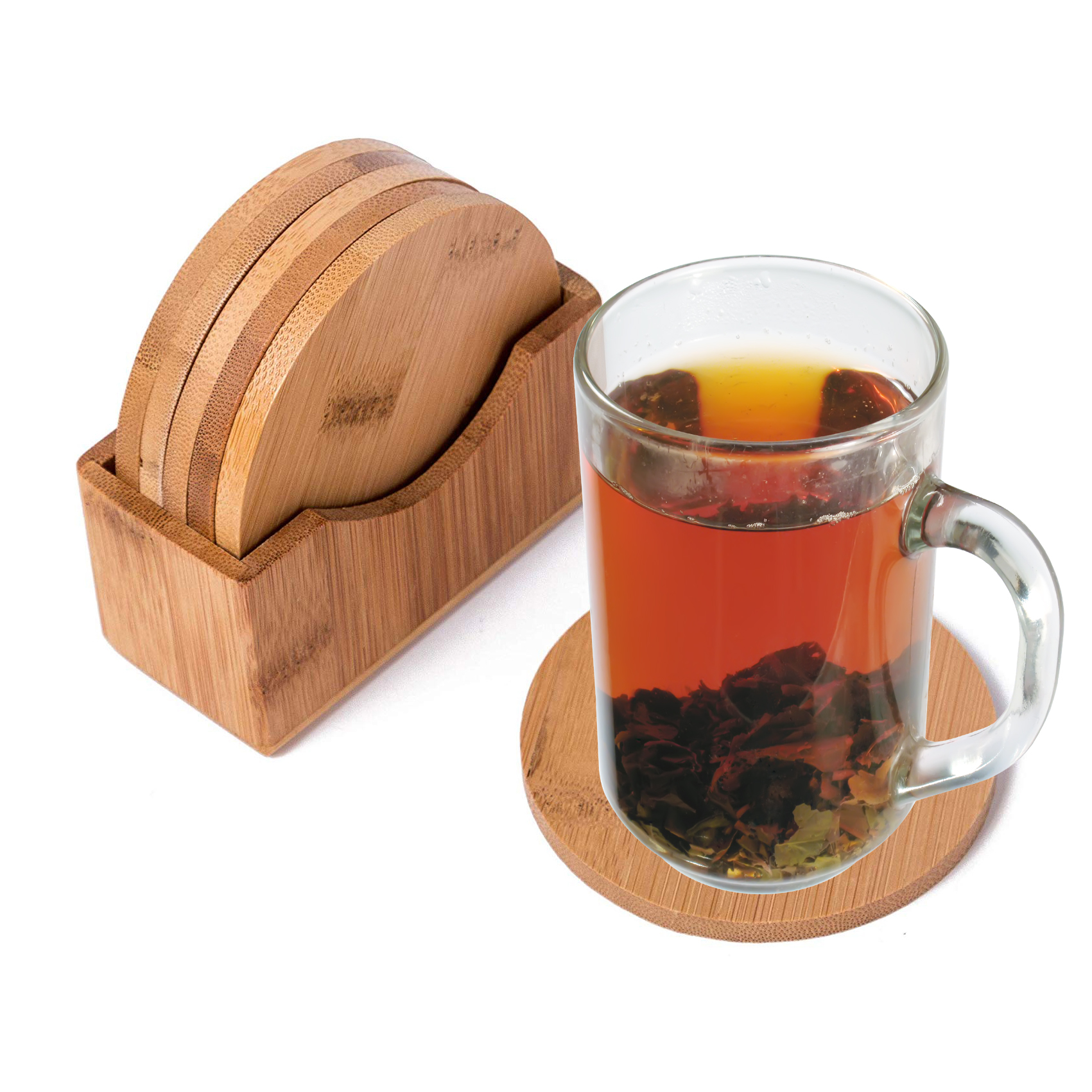 Bamboo Wood Cup Coasters Set of 6