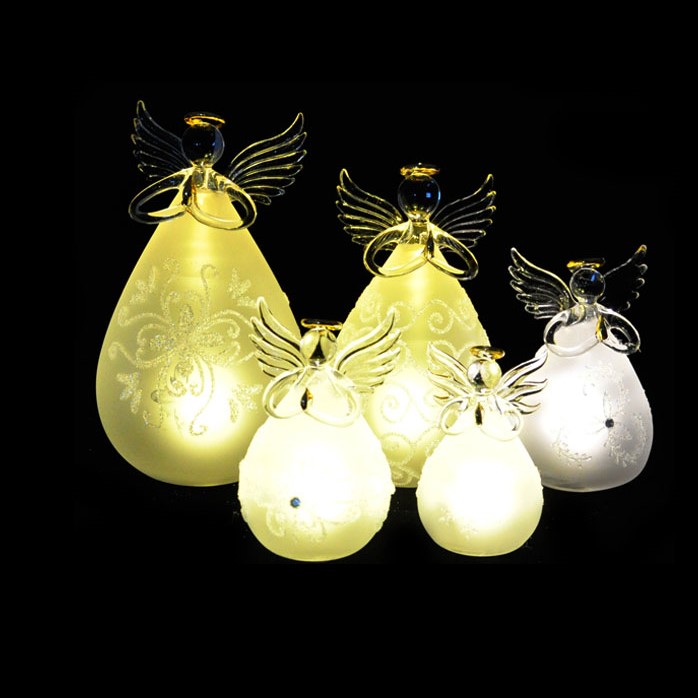 Handmade Frosted Glass Angel LED Light | Christmas Decor | Wholesale Custom Desktop Ornament
