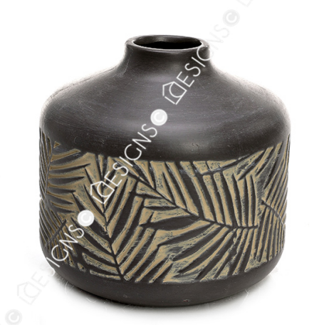 000000Black with golden emboss with leaves Ceramic Flower Vases,Home Decor Vase